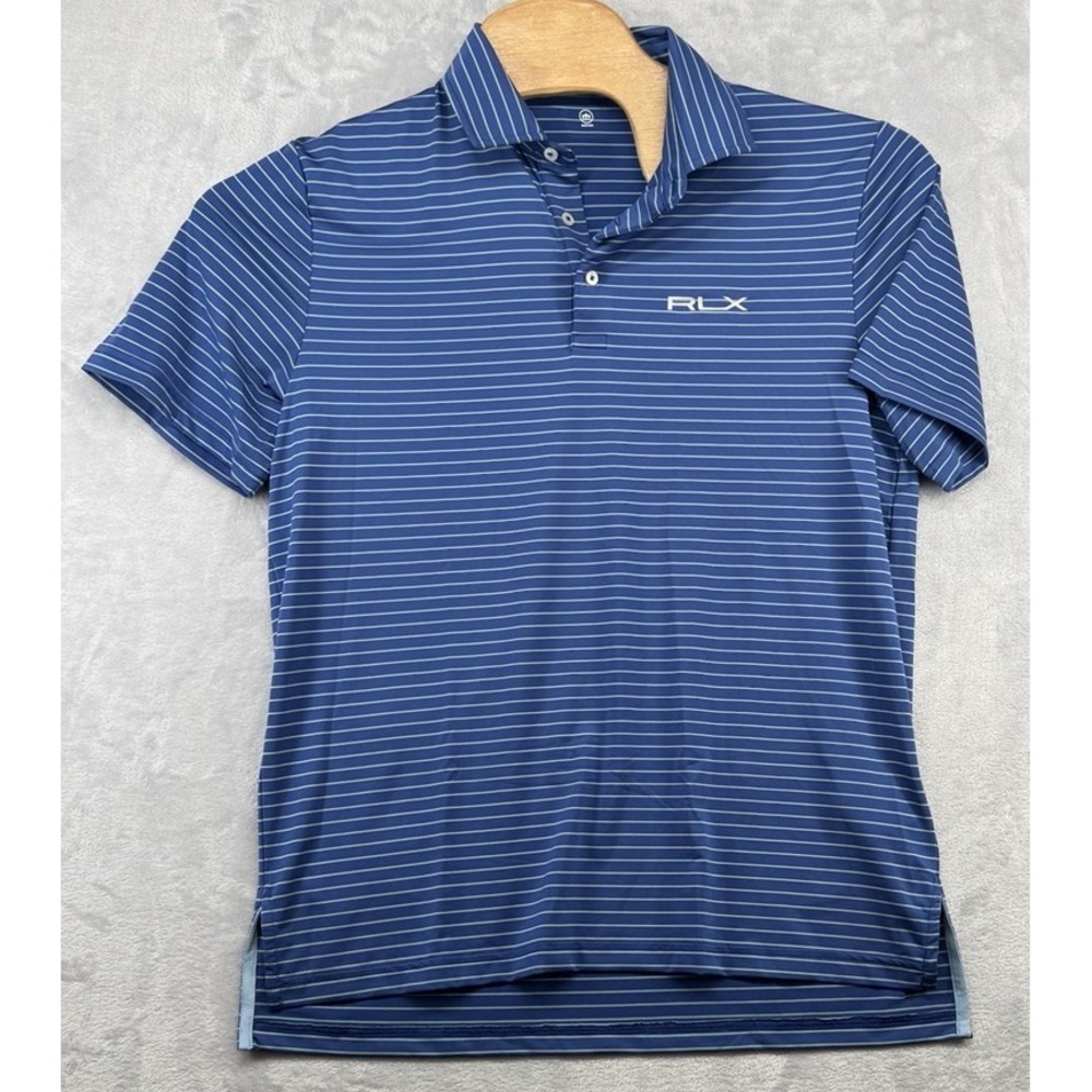 RLX Ralph Lauren Golf Performance Polo Shirt Blue White Striped Men's Size M